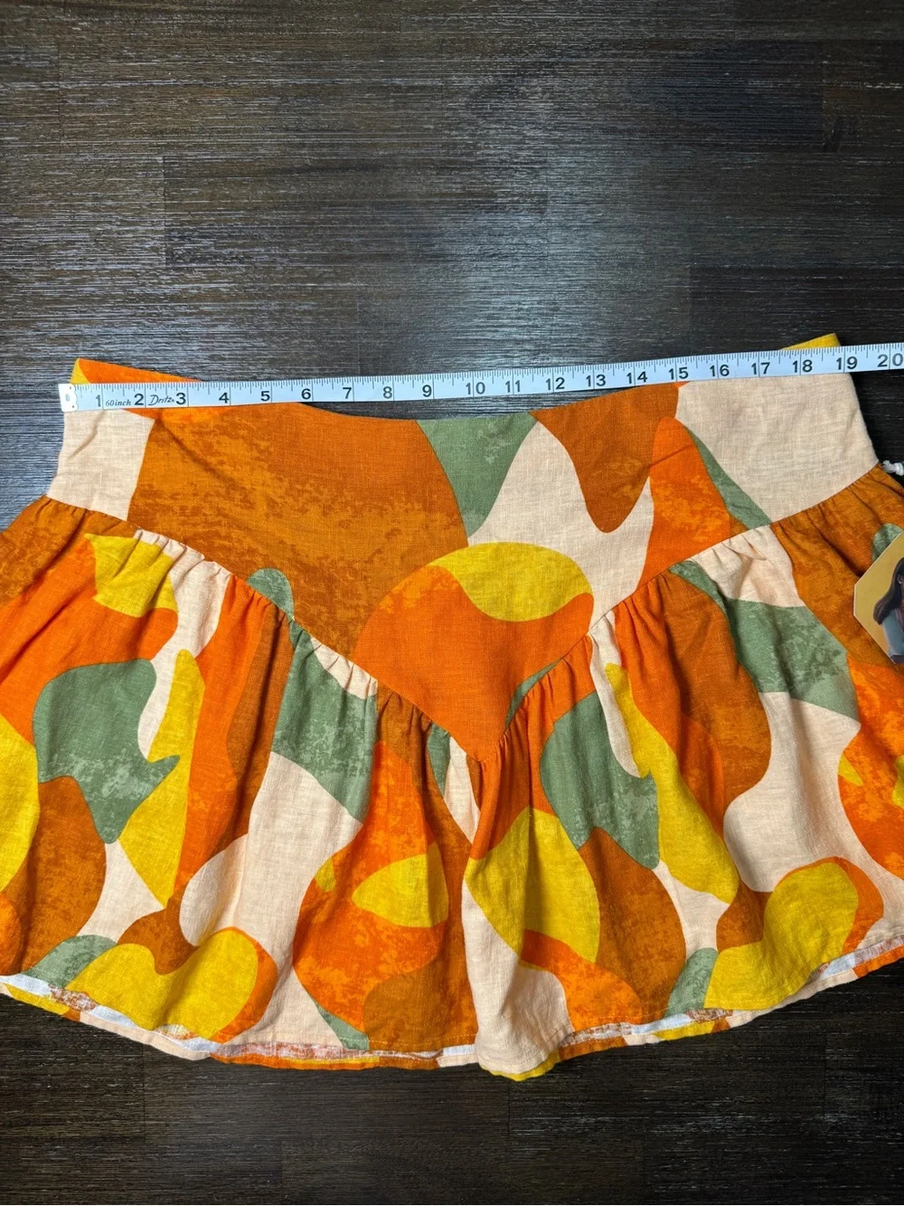 Fe Noel x Target Mini Skirt Size 16 Abstract Orange Yellow  55% Linen 45% rayon - Picture 6 of 8